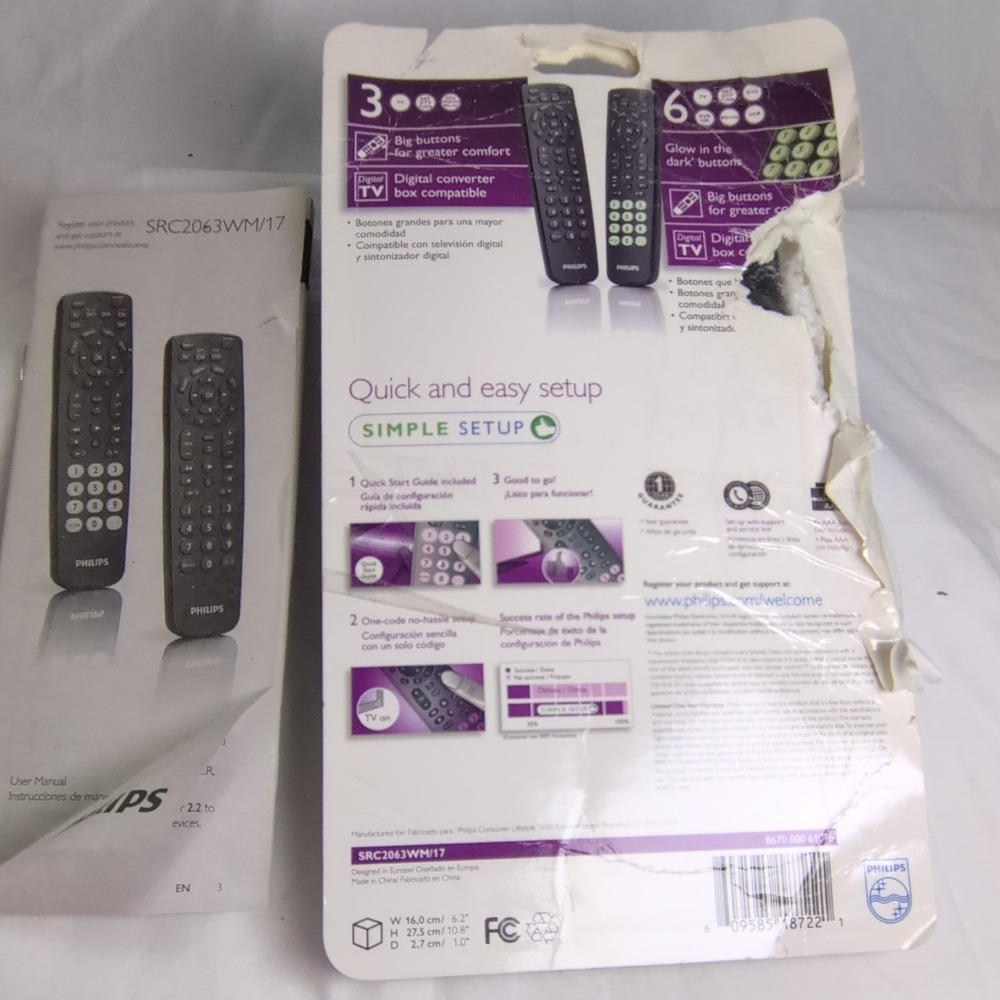 Philips SRC2063WM/17 Remote Control Black Wireless Glow Buttons MPN SRC2063WM/17 - Picture 2 of 6